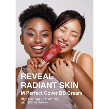 Missha M Perfect Cover Bb Cream, No.21 Light Beige For Bright Skin, Spf 42 Pa +++ 1.69 Fl Oz, Tinted Moisturizer For Face With Spf