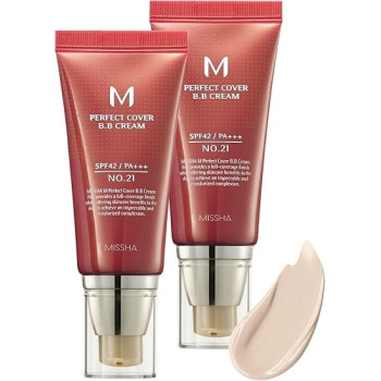 Missha M Perfect Cover Bb Cream, Spf 42 Pa Plus, 21, Light Beige, 1 Plus 1
