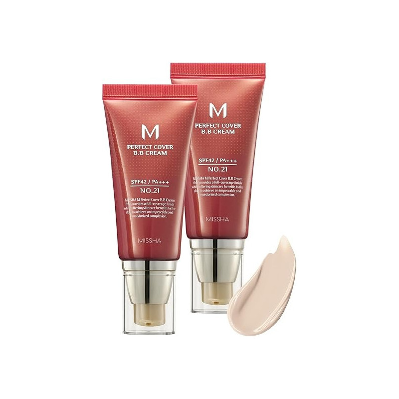 Missha M Perfect Cover Bb Cream, Spf 42 Pa Plus, 21, Light Beige, 1 Plus 1