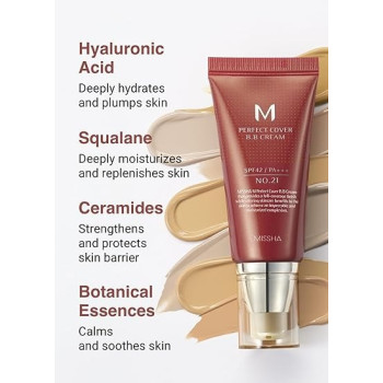 Missha M Perfect Cover Bb Cream, Spf 42 Pa Plus, 21, Light Beige, 1 Plus 1