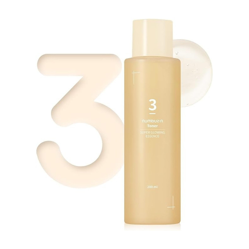 Numbuzin No.3 Super Glowing Essence Toner, Fermented Ingredients, Niacinamide, Galactomyces, Glowy Skin Radiance, Korean Skin Care For Face, 200 Ml
