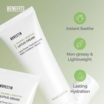 Rovectin Clean Lotus Water Cream, Gentle And Vegan Moisturizer For Skin Purifying, 60 Ml