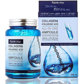 Farm stay Anti-Wrinkle Whitening All In 1 Ampoule Collagen And Hyaluronic Acid, 250 Ml