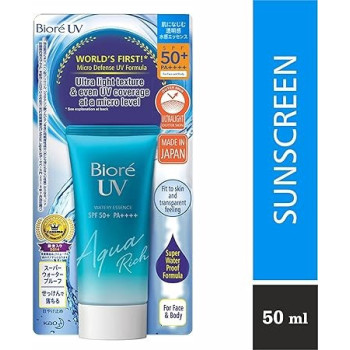 Biore Uv Aqua Rich Watery Essence Sunscreen, Spf50+ Pa+++, 50 G