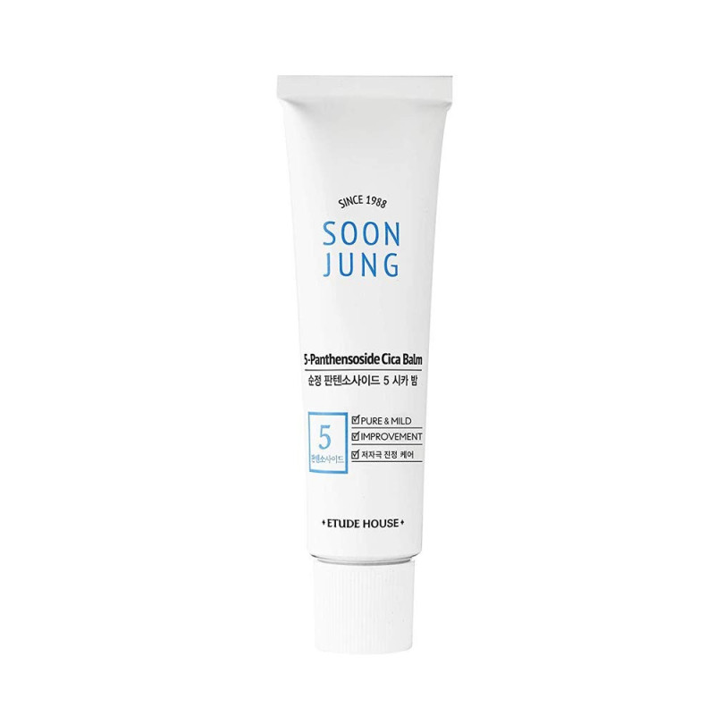 Etude House Soon Jung 5, Panthensoside Cica Balm, 40Ml, Hypoallergenic Skin Relaxing And Calming Mild Balm For Sensitive Skin, Panthenol And Madecassoside Heals Damaged And Irritated Skin