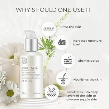 The Face Shop Whiteseed Brightening Serum, Deep Skin Brightening, Boost Moisturization And Pore Minimize, Skin Texture And Clarity Improvement, Dullness Reducing, 50 Ml