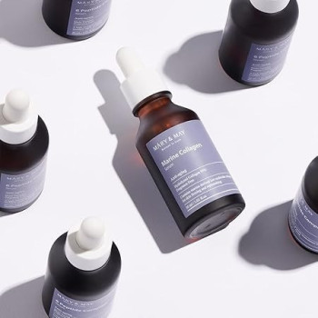 Mary And May Marine Collagen Serum, 95 Percentage Hydrolyzed Low Molecular Collagen For Skin Firming And Replenishing, Fragrance Free, 30 Ml