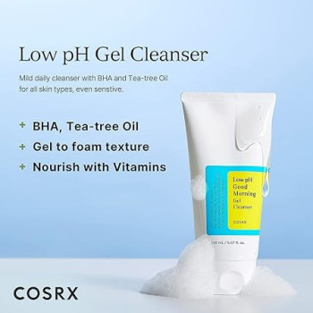 Cosrx Good Morning Low-Ph Gel Cleanser For Dry, Dull And Uneven Texture Skin, 150 ml