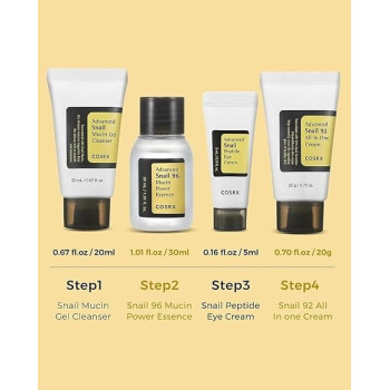 Cosrx All About Snail Kit For Dry Skin And Dark Spot, 4 Pcs Set