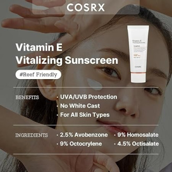 Cosrx Vitamin E Vitalizing Sunscreen Spf 50+ Broad Spectrum, 50 ml