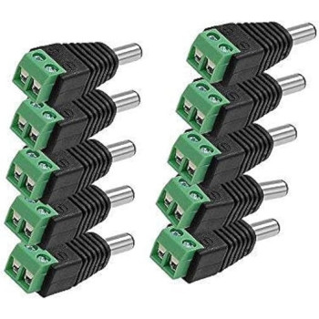 UK PLUS 10 X Male 2.1X5.5Mm Dc Power Cable Jack Adapter Connector Plug Led Strip Cctv Camera Use 12V (10 Male Adapter)
