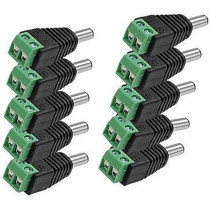 UK PLUS 10 X Male 2.1X5.5Mm Dc Power Cable Jack Adapter Connector Plug Led Strip Cctv Camera Use 12V (10 Male Adapter)
