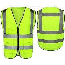 High Visibility Reflective Safety Vest Waist Coat Jacket Workwear Executive Zip 2 Band Security Mobile Phone Pocket ID Holder (XXL)