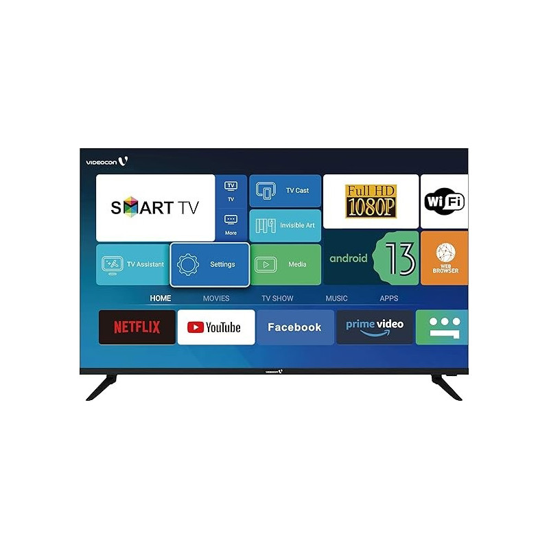 Videocon 43 Inch Edgeless Android 14 Full Hd Smart Tv Netflix, Youtube, Amazon Prime Etc, E43EL1100