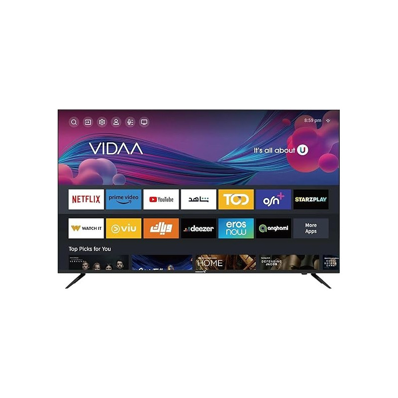 Videocon 55 Inch Edgeless 4K Uhd Smart TV With Bluetooth, Voice Mouse And Dolby Audio 2024, E55ELVD1100, Black