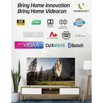 Videocon 55 Inch Edgeless 4K Uhd Smart TV With Bluetooth, Voice Mouse And Dolby Audio 2024, E55ELVD1100, Black