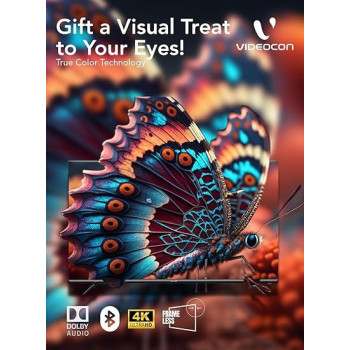 Videocon 65 Inch 4K Uhd Powered By Lg Webos Edgeless Tv With Magic Remote Dolby Audio And Wall Mount, E65ElWO1100