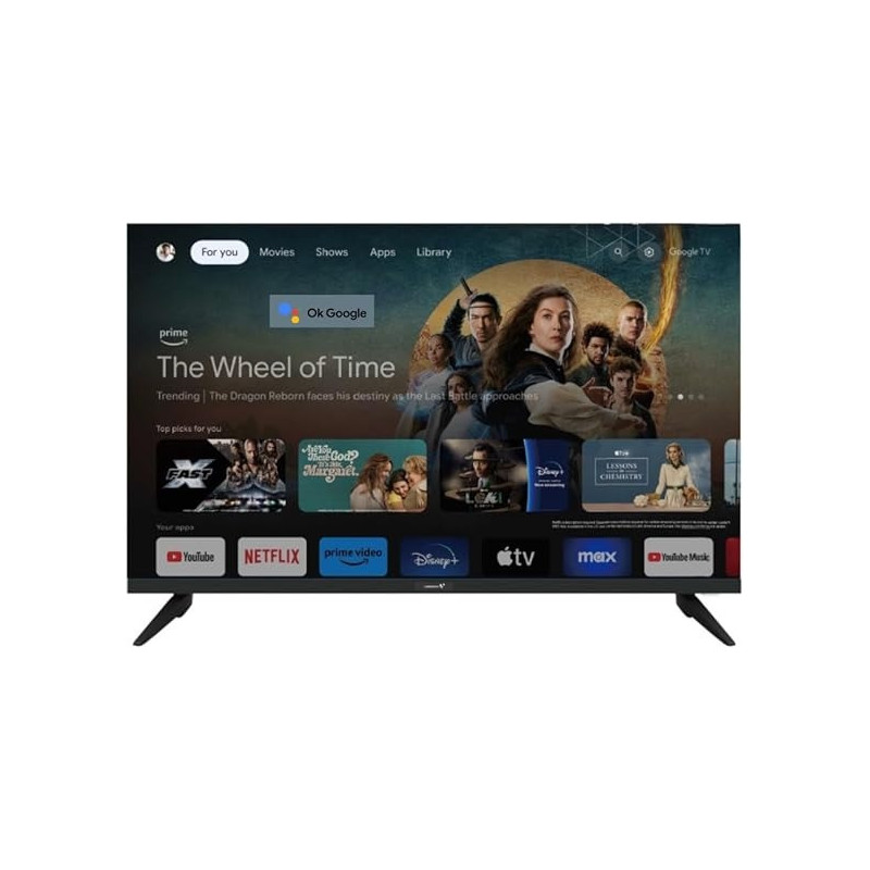 Videocon 75 Edgeless 4K Uhd Official Google Tv With Hey Google Voice Remote, Bluetooth, Dolby Audio And Free Wall Bracket, 2024, E75ELGT1100