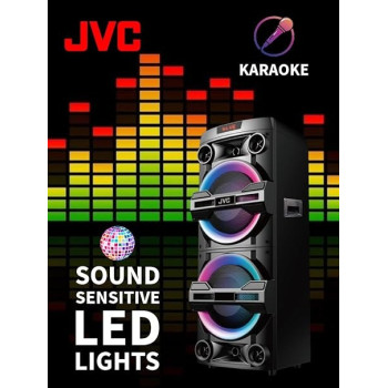 JVC Portable Party Speaker With Led Loghts And Wireless Mic, XS-N6112PB, Black
