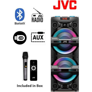 JVC Portable Party Speaker With Led Loghts And Wireless Mic, XS-N6112PB, Black