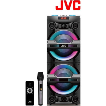JVC Portable Party Speaker With Led Loghts And Wireless Mic, XS-N6112PB, Black