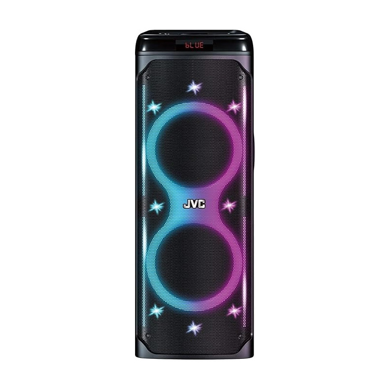 JVC Portable Bluetooth Party Speaker 2000W Pmpo Powerful Output 6 Hours Battery Backup Builds In Sound Sensitive Led Lights With Portable Microphone, XS-N6223PB, Black