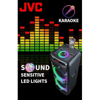 JVC Portable Bluetooth Party Speaker 2000W Pmpo Powerful Output 6 Hours Battery Backup Builds In Sound Sensitive Led Lights With Portable Microphone, XS-N6223PB, Black