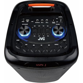 JVC Portable Party Speaker 1600W Pmpo With Led Flame Lights, Wireless Mic And Bluetooth, XS-N5213PB, Black