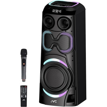 JVC Portable Party Speaker With Led Loghts And Wireless Mic, Xs-N6112PB, Black
