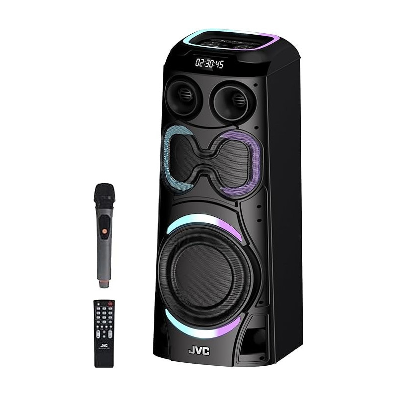 JVC Portable Party Speaker With Led Loghts And Wireless Mic, Xs-N6112PB, Black