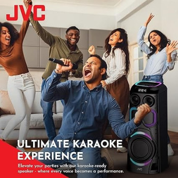 JVC Portable Party Speaker With Led Loghts And Wireless Mic, Xs-N6112PB, Black