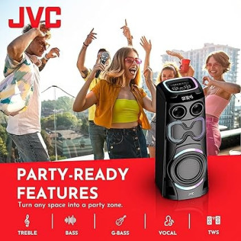 JVC Portable Party Speaker With Led Loghts And Wireless Mic, Xs-N6112PB, Black