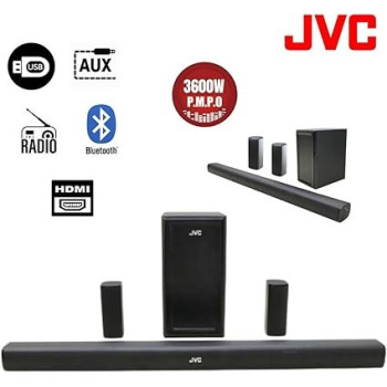 JVC 5.1 Inch Soundbar With Wireless Subwoofer Speaker, 3600W Pmpo, Bluetooth, Usb, Sd Card Compatible, TH-N430B