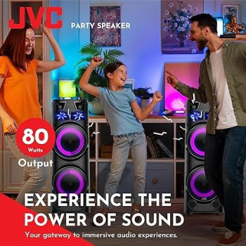 JVC Portable Bluetooth Party Speaker, With Wireless Mic And Remote Control, XS-N7222PB, Black