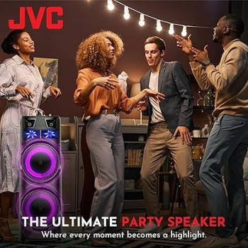 JVC Portable Bluetooth Party Speaker, With Wireless Mic And Remote Control, XS-N7222PB, Black