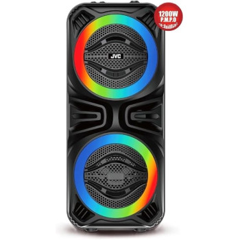 JVC Portable Bluetooth Party Speaker, 1200W Pmpo Powerfull Output, 3 Hours Battery Backup, Builds In Sound Sensitive Led Lights With Microphone, XS-N2124PB