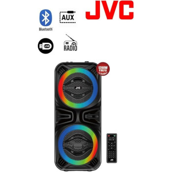 JVC Portable Bluetooth Party Speaker, 1200W Pmpo Powerfull Output, 3 Hours Battery Backup, Builds In Sound Sensitive Led Lights With Microphone, XS-N2124PB