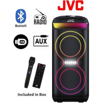 JVC Portable Bluetooth Party Speaker, 1200W PMPO Output, 3 Hours Battery Backup, Builds In Sound Sensitive Led Lights With Portable Microphone, XS-N4213PB