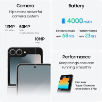 SAMSUNG Galaxy Z Flip6, AI Phone, 12GB RAM, 256GB Storage, Silver Shadow, UAE Version 1 Year Samsung Warranty