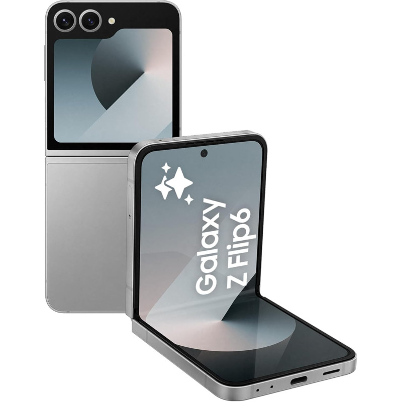 SAMSUNG Galaxy Z Flip6, AI Phone, 12GB RAM, 256GB Storage, Silver Shadow, UAE Version 1 Year Samsung Warranty
