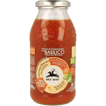 Alce Nero Organic Tomato Pulp with Basil, 500 Gram