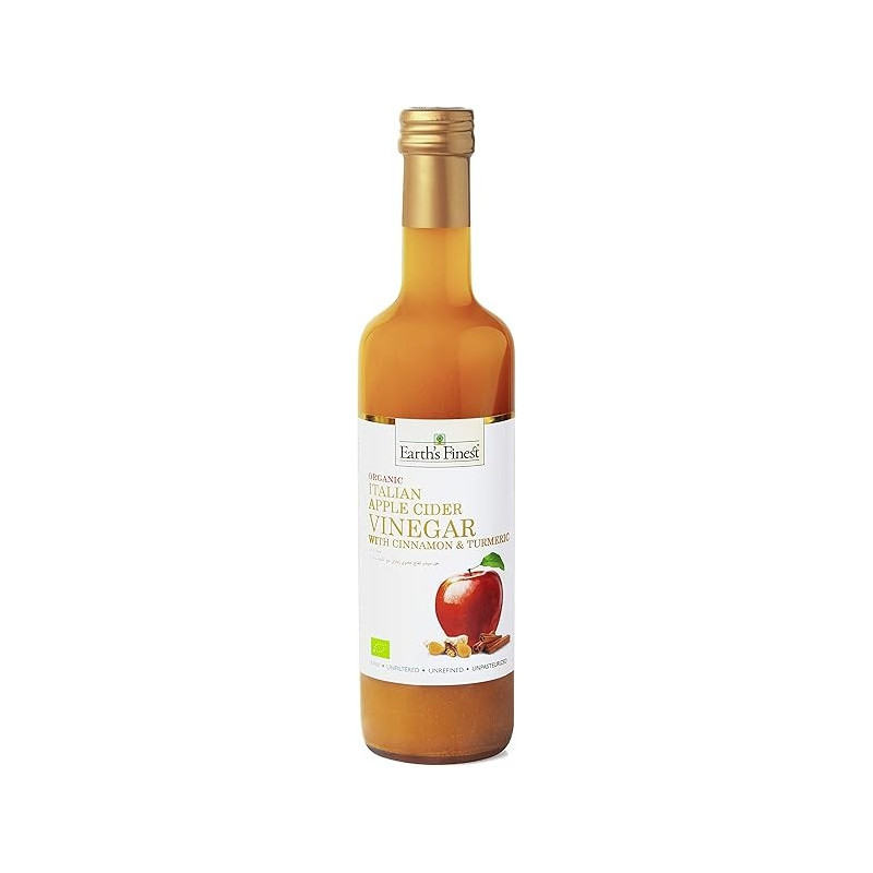 Earth'S Finest Organic Apple Cider Vinegar Cinnamon And Turmeric, 500 ml
