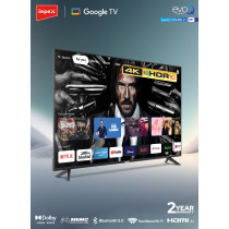 Impex 55 Inch 4K UHD Google Smart LED TV with Dolby Vision Atmos and Dolby Audio, DTS HD, Built-in Chromecast, 2GB RAM, 8GB ROM, HDMI ARC, Super Slim Design with Voice Remote - evoQ evoQ 55S4RLC2 Black