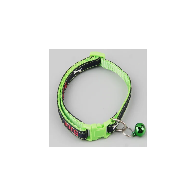 Pets Club Adjustable Cat Collar With Bell- Green/Black