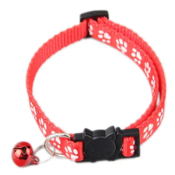 Pets Club Adjustable Cat Collar With Bell- Dark Red Paw