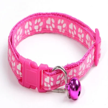 Pets Club Adjustable Cat Collar With Bell- Light Pink Paw