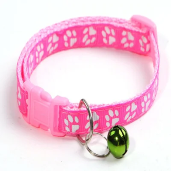 Pets Club Adjustable Cat Collar With Bell- Pink Paw