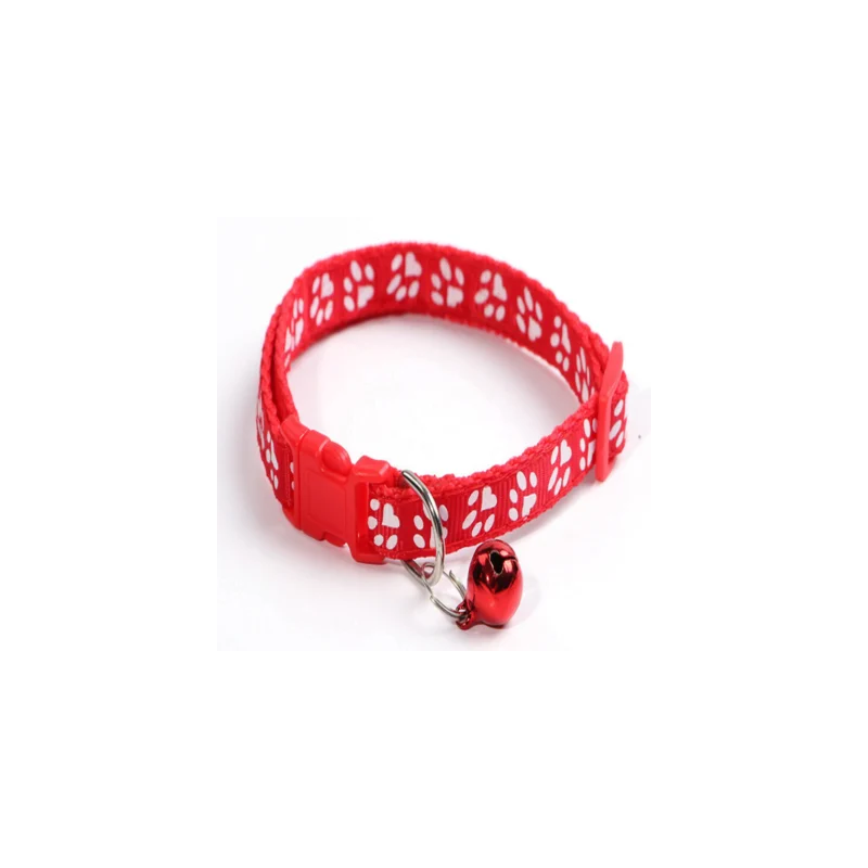 Pets Club Adjustable Cat Collar With Bell- Red Paw