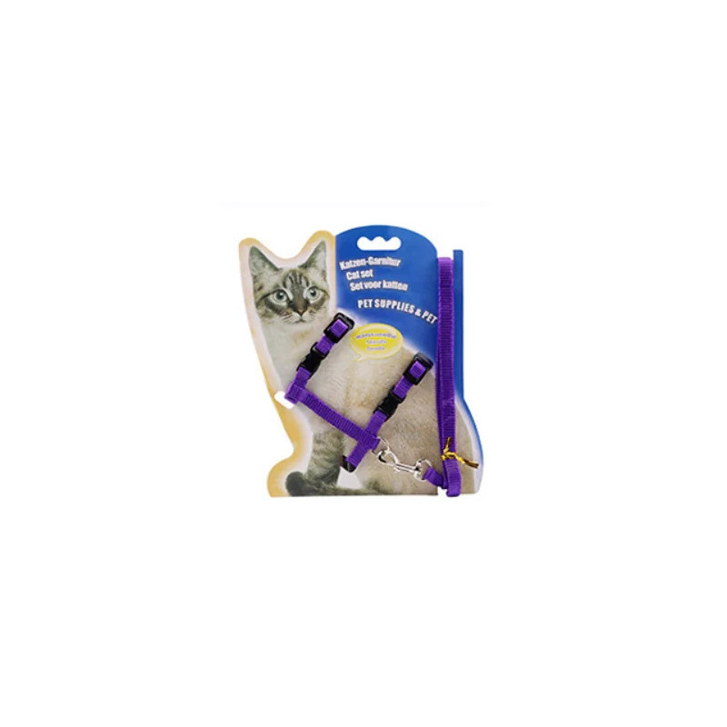 Pets Club Adjustable Cat Leash With Harness-Purple
