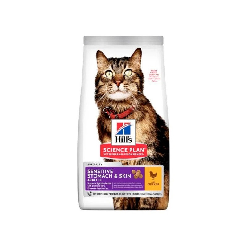 Hill's Science Plan Sensitive Stomach And Skin Chicken Adult Dry Cat Food, 1.5kg